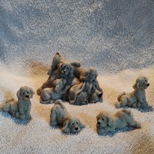 Adorable Gray Dog Figurines Set